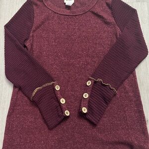 192–BiBi Maroon Sweater with Button Detail
